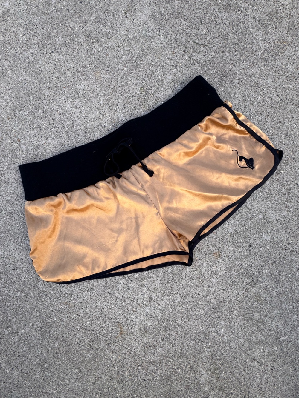 Baby Phat Gold Satin Black Trim Lounge Shorts